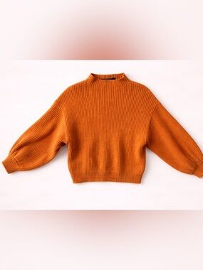 Forever 21 Heathered Rusty Orange Ribbed Mock Neck Sweater in size Small